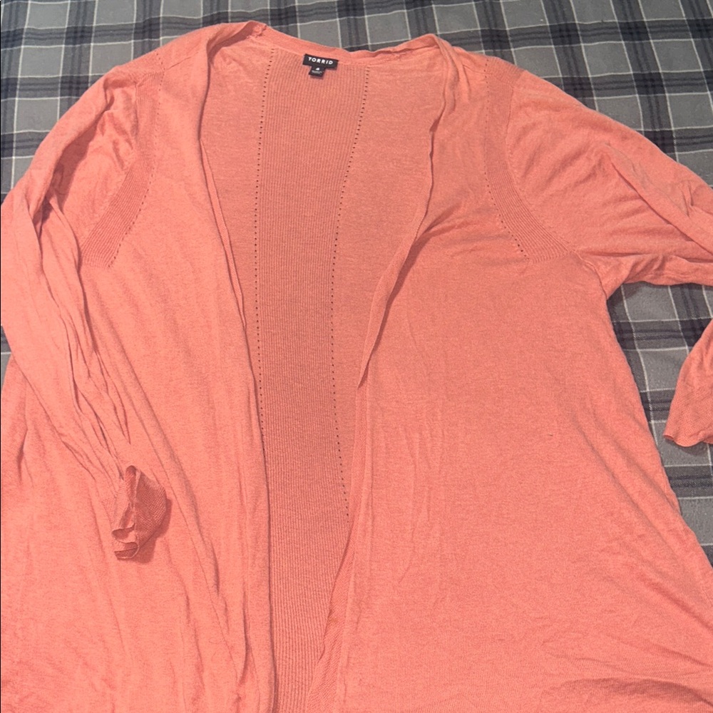 Torrid Peach Open Cardigan
